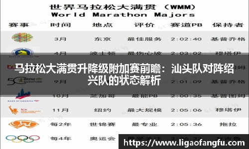 马拉松大满贯升降级附加赛前瞻：汕头队对阵绍兴队的状态解析